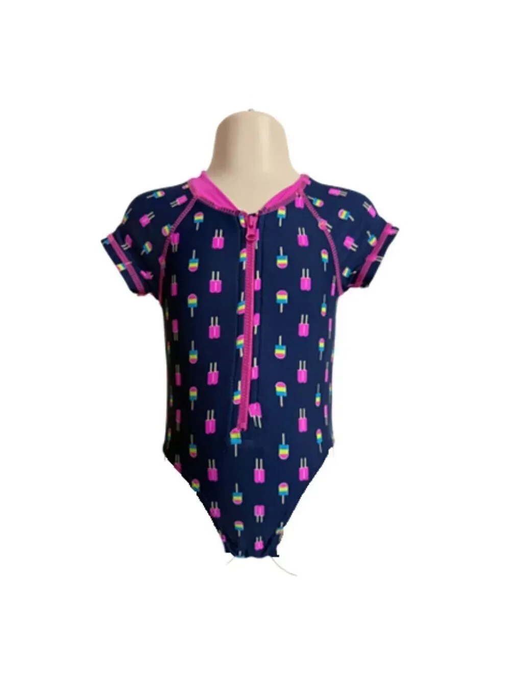 Sol Swim One Piece Zipper Front Ice Cycle Print Swimsuit Size 12 Months
